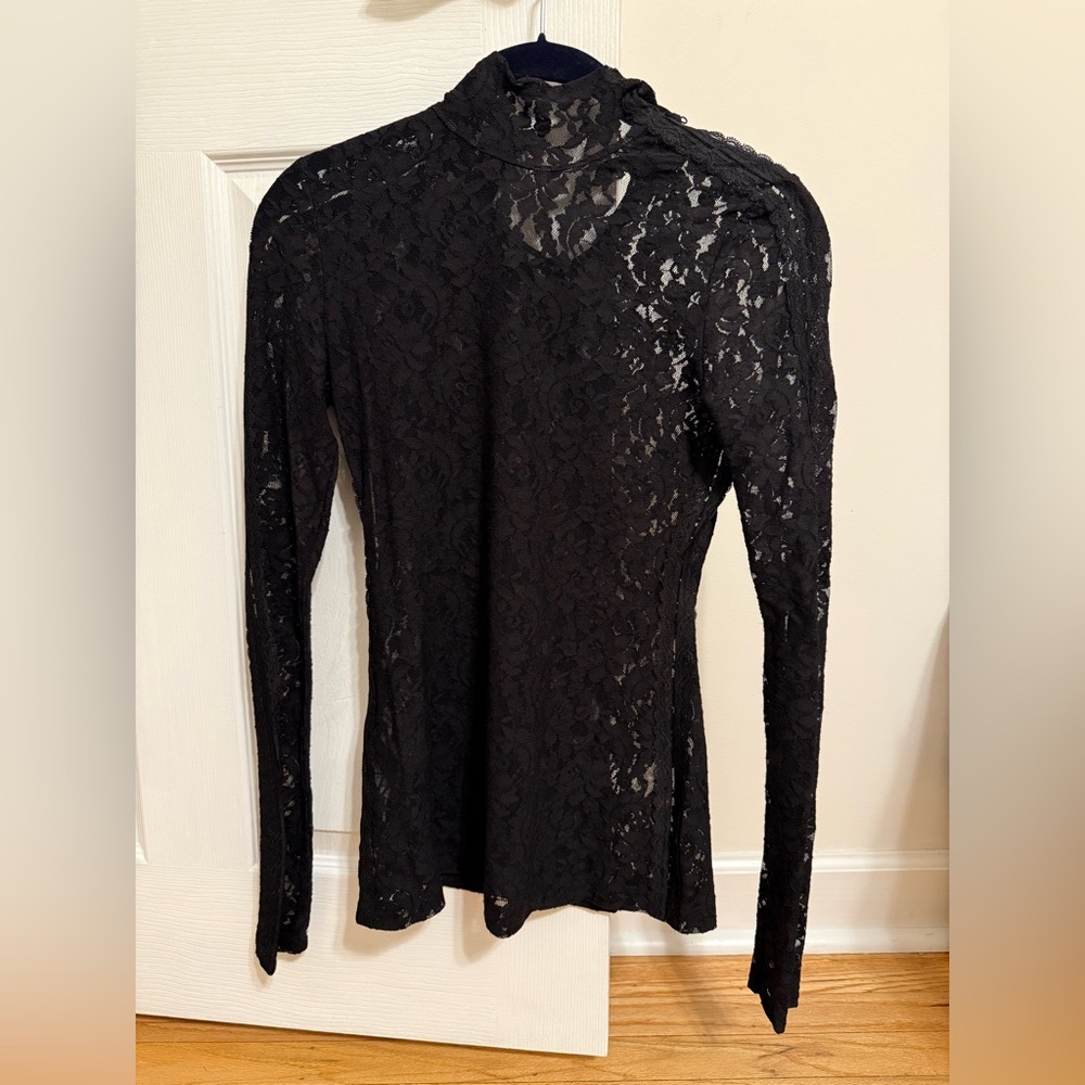 BCBG Maxazria Black Lace Top XXS